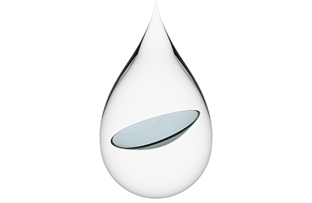 contact lens in a drop of water