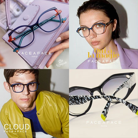 FaceaFace 4 images, of people wearing face a face optical glasses.